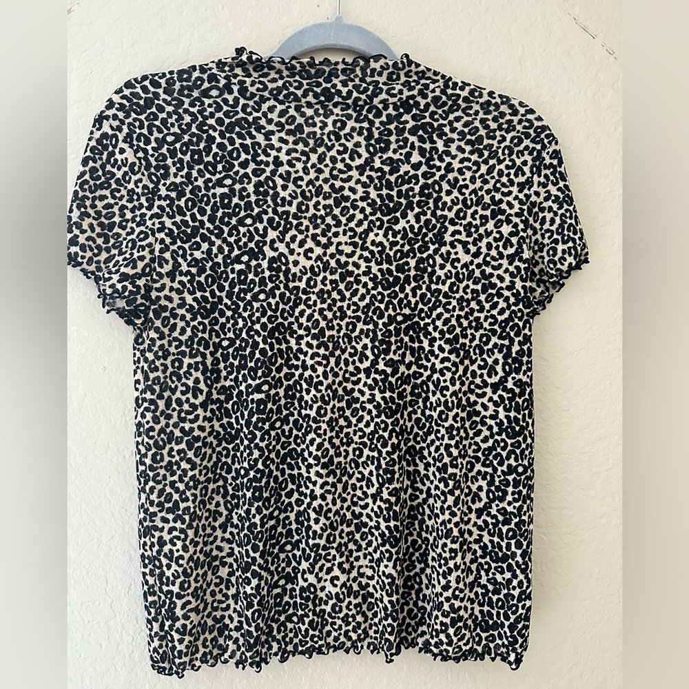 Nine West Black and Cream Animal Print Blouse